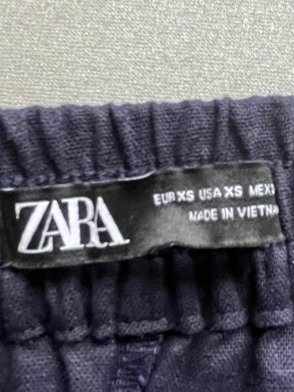 Zara Navy Blue Linen/Viscose Straight Leg Pants Size XS